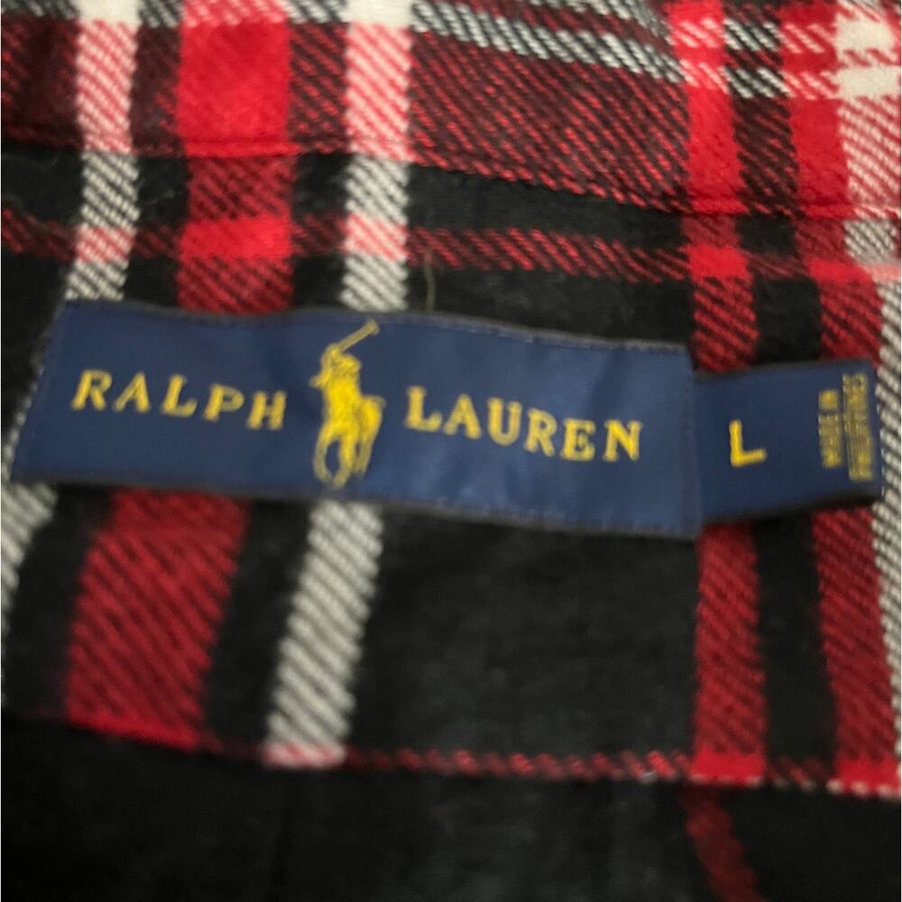 RALPH LAUREN Plaid Flannel Shirt Red Black Long Sleeve Collared Men Size L - Picture 5 of 7